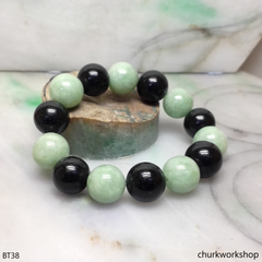 Black and green beads jade bracelet