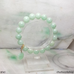 Light green beads jade bracelet with charm