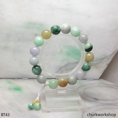 Multi-color jade beads bracelet