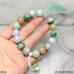 Multi-color jade beads bracelet