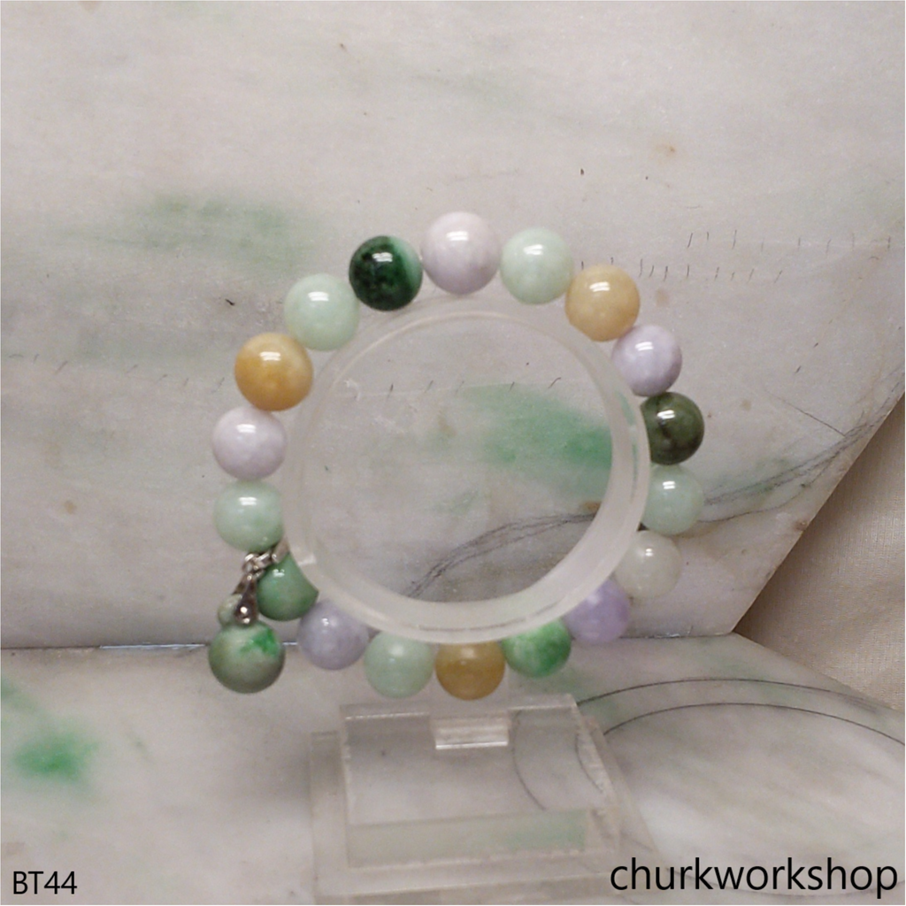 Multi-color jade beads bracelet