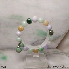 Multi-color jade beads bracelet
