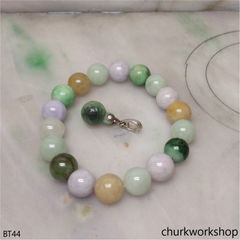 Multi-color jade beads bracelet