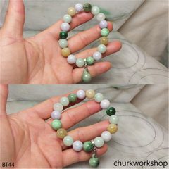 Multi-color jade beads bracelet