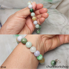 Multi-color jade beads bracelet