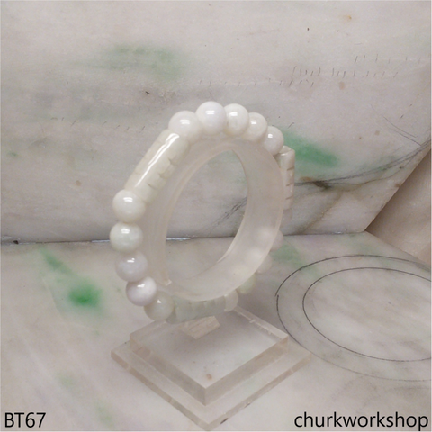 Pale green beads & long tube bracelet