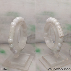 Pale green beads & long tube bracelet