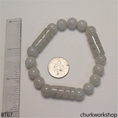 Pale green beads & long tube bracelet