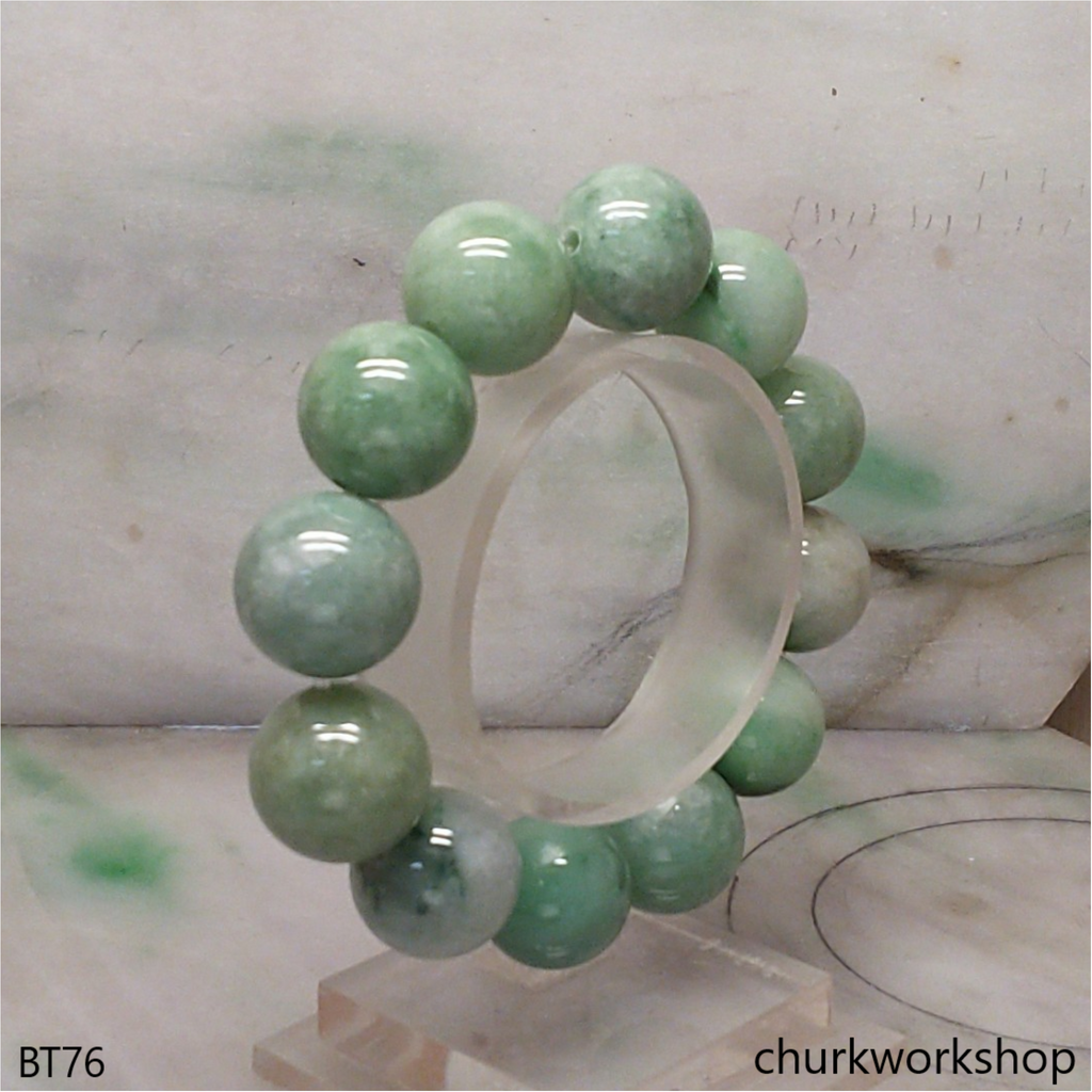 Green large beads jade bracelet