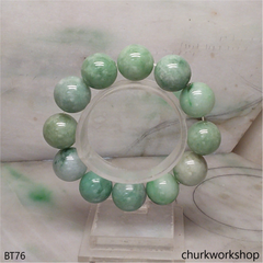 Green large beads jade bracelet