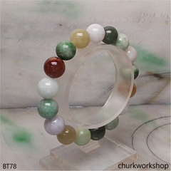 Multi-color jade beads bracelet