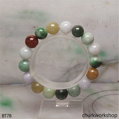 Multi-color jade beads bracelet