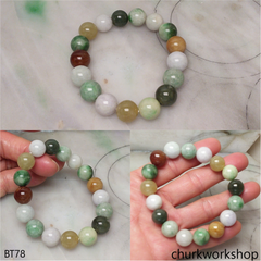 Multi-color jade beads bracelet