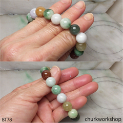 Multi-color jade beads bracelet