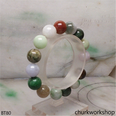 Multi-color jade beads bracelet