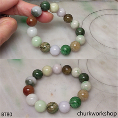 Multi-color jade beads bracelet