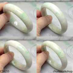 Small white base with apple green jade bangle