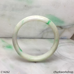 Pale green with splotches lavender jade bangle