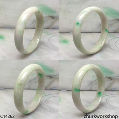 Pale green with splotches lavender jade bangle