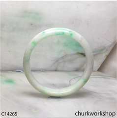 White base with splotches green jade bangle