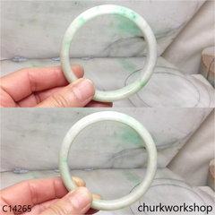 White base with splotches green jade bangle