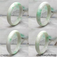 White base with splotches green jade bangle