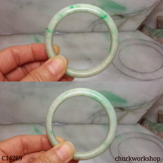Small white base with apple green jade bangle