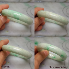 Small white base with apple green jade bangle