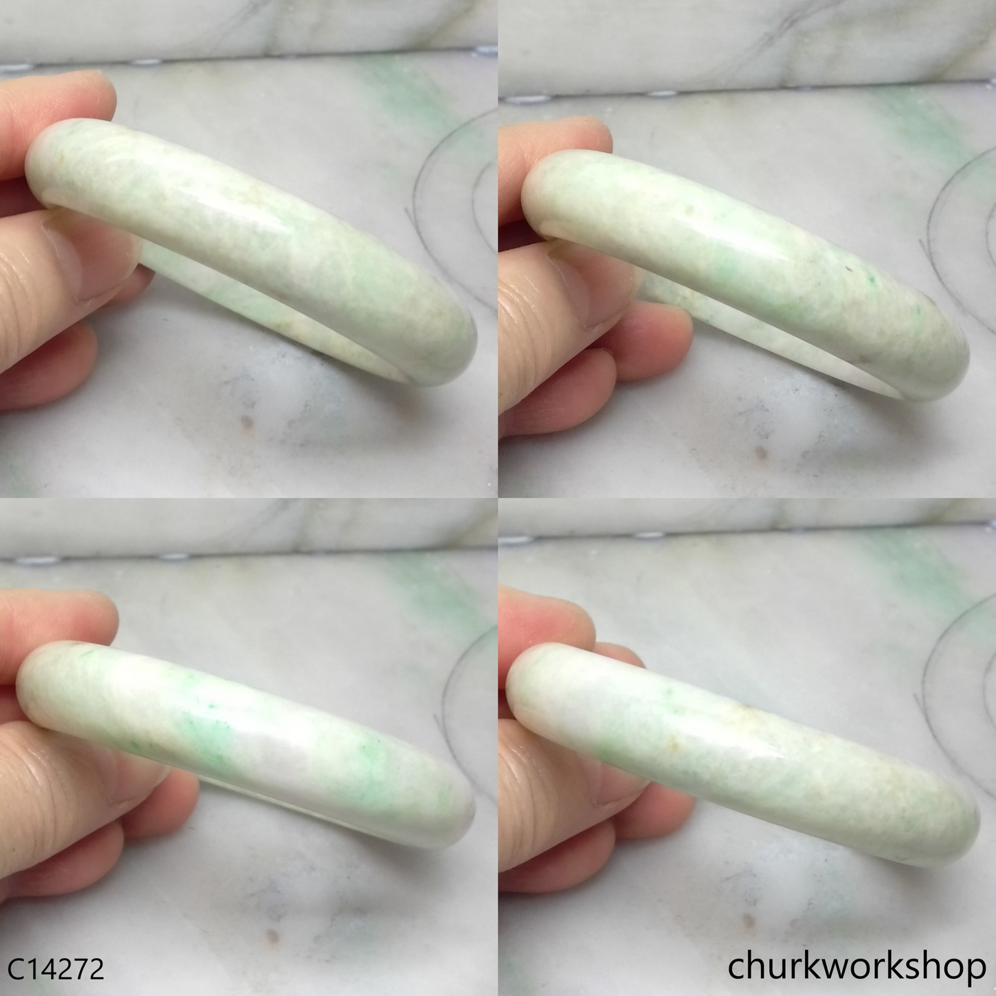 Pale green base with green jade bangle