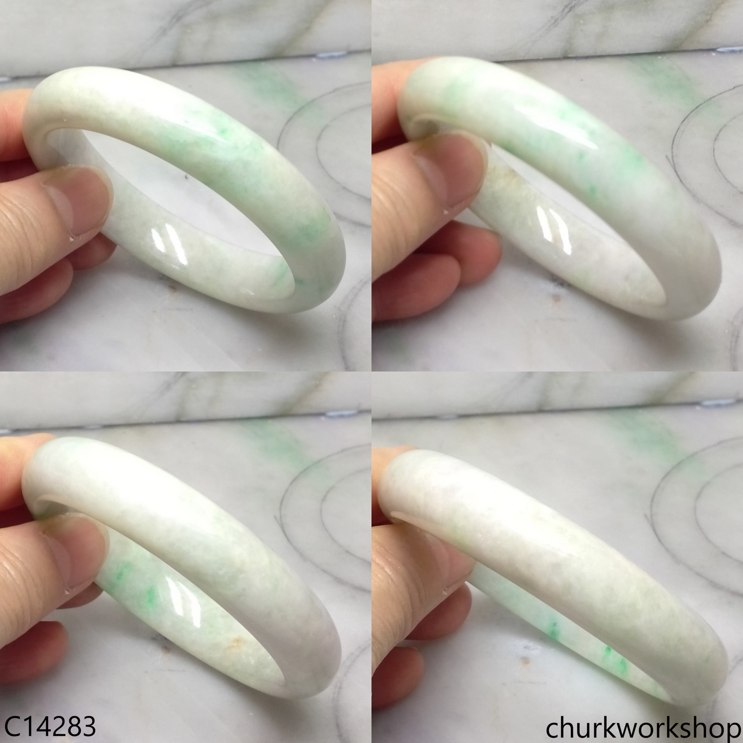 Pale green base with green jade bangle