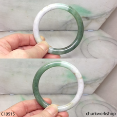 Bluish green and lavender jade bangle