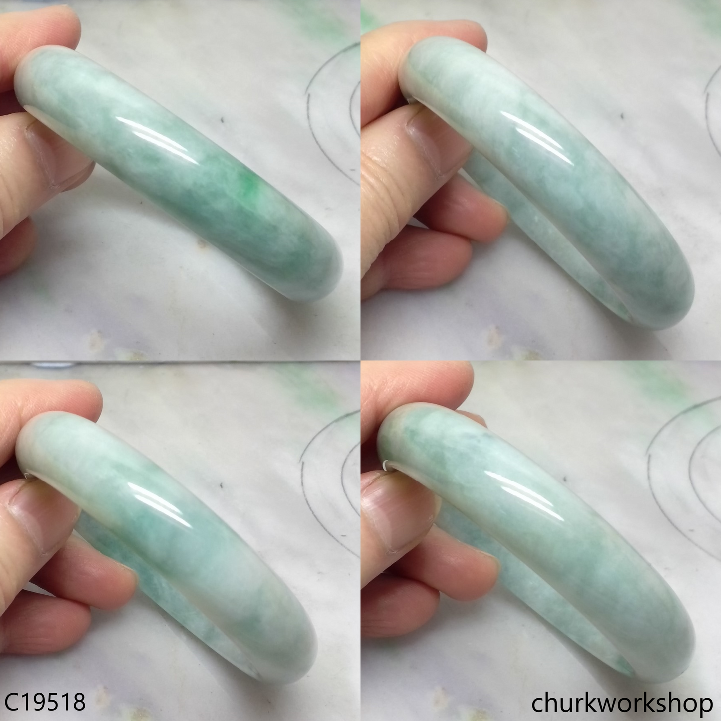 Bluish green jade bangle