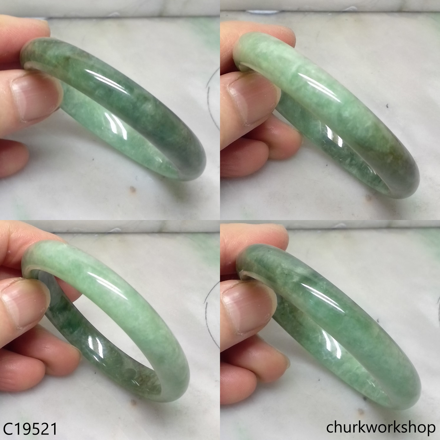 Bluish green jade bangle