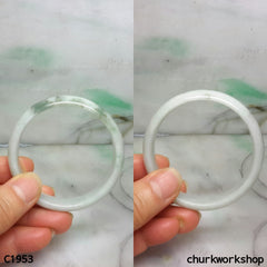 White base with bluish green jade bangle