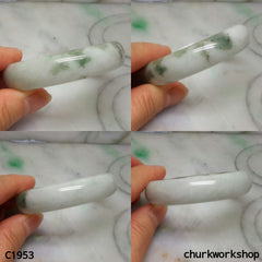 White base with bluish green jade bangle
