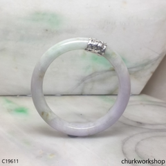 Lavender with splotches pale green silver wrapped bangle