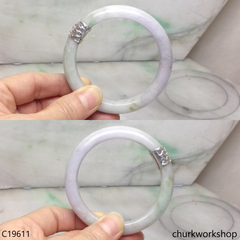 Lavender with splotches pale green silver wrapped bangle