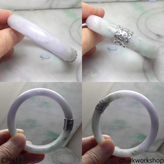 Lavender with splotches pale green silver wrapped bangle