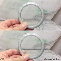 Grayish lavender base mix light green jade bangle