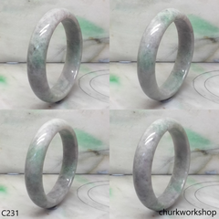 Grayish lavender base mix light green jade bangle