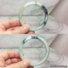 Light and dark green jade bangle