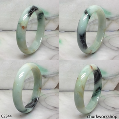 Light and dark green jade bangle