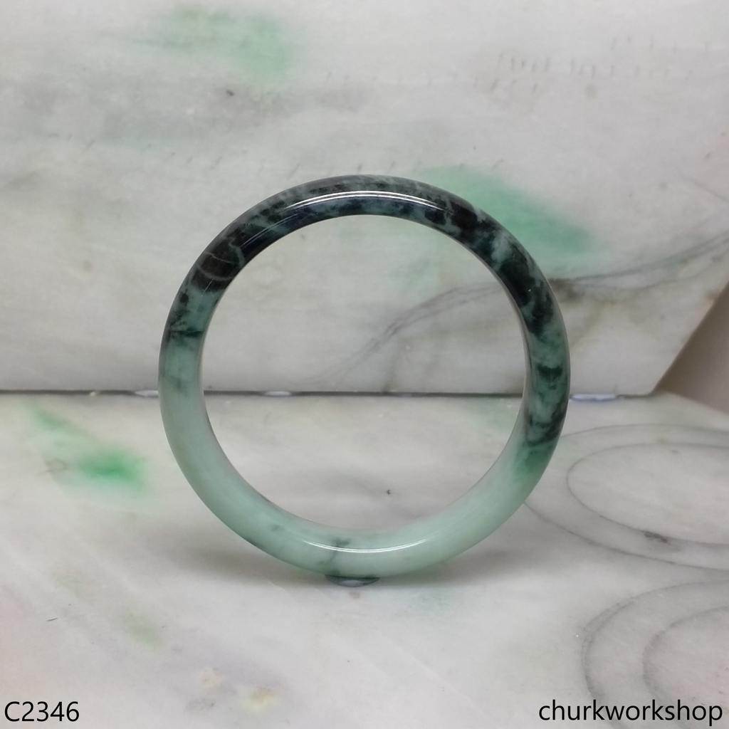 Light green with splotches dark green jade bangle