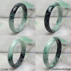 Light green with splotches dark green jade bangle