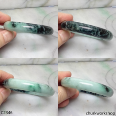 Light green with splotches dark green jade bangle