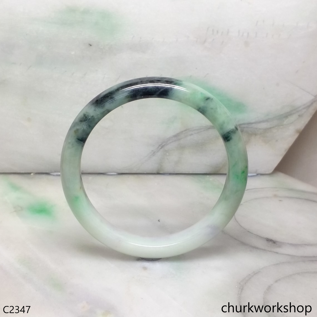 Light green with splotches dark green jade bangle