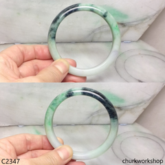 Light green with splotches dark green jade bangle