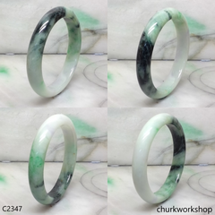Light green with splotches dark green jade bangle