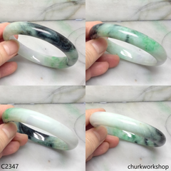 Light green with splotches dark green jade bangle