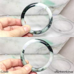 Light green with splotches dark green jade bangle